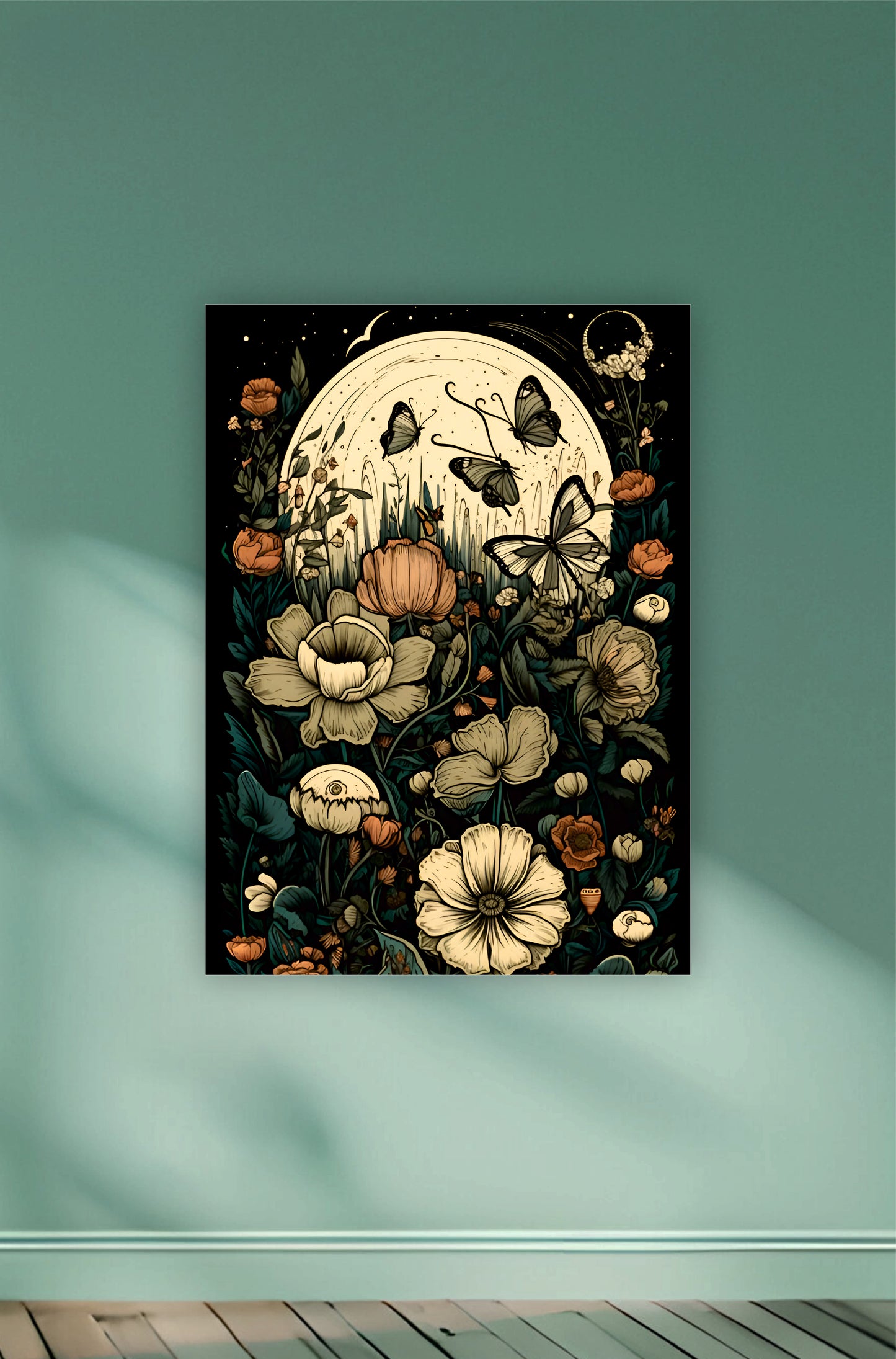 Aesthetic Flower and Moon Poster || Aesthetic
