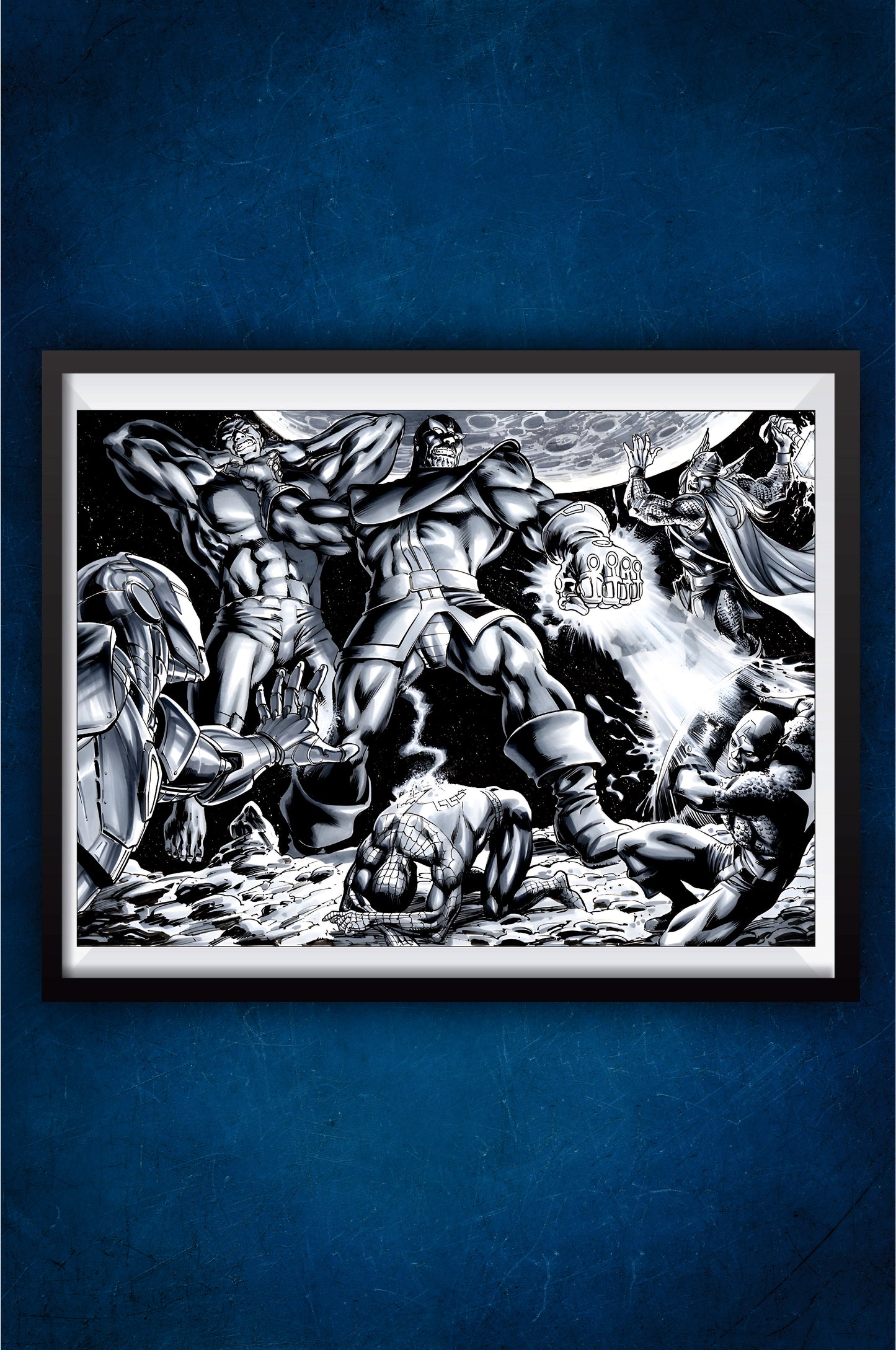 Thanos vs Avengers Black and white Poster || Marvel Poster