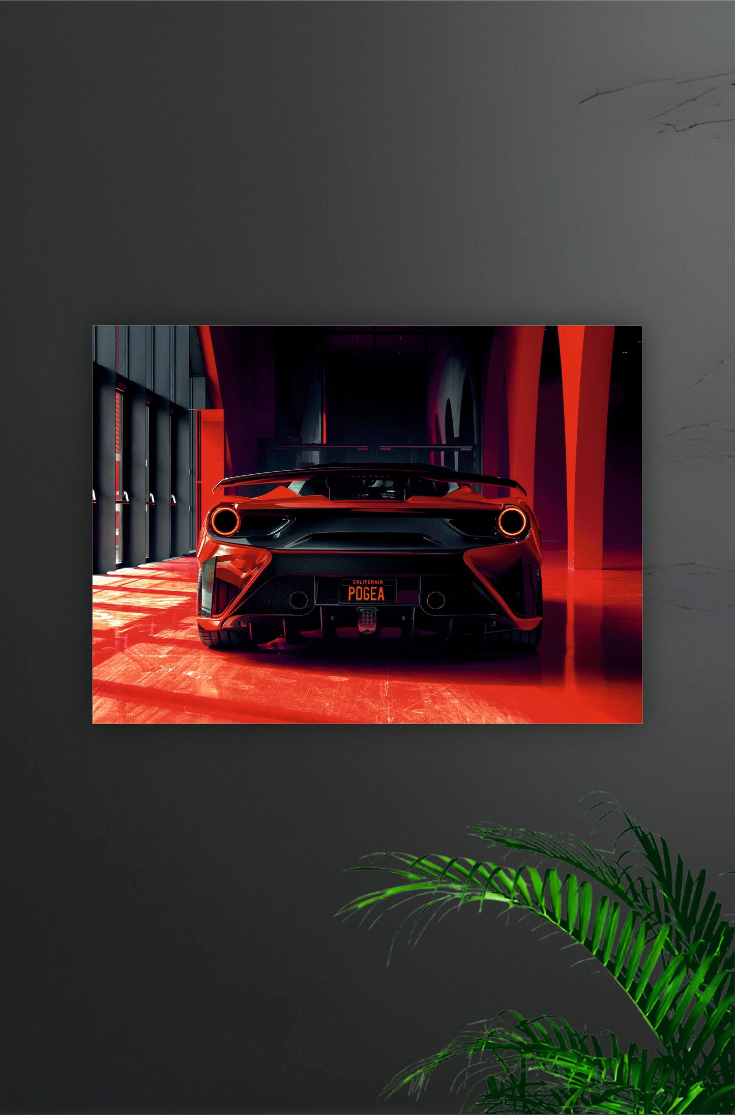 Red Supercar Back View Poster || Cars Poster