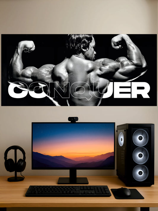 Arnold Schwarzenegger Conquer Poster || 3 Split Poster || Gym