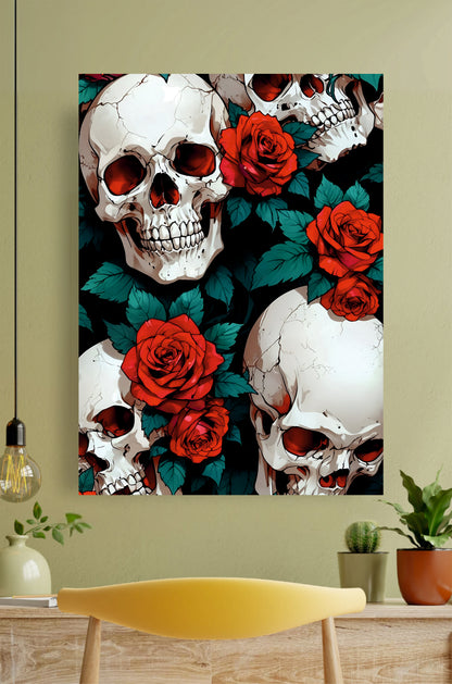 Skull and Roses Aesthetic Poster ||  Aesthetic