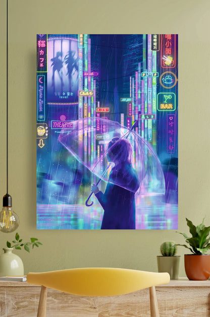 Girl under Umbrella Aesthetic Poster ||  Aesthetic