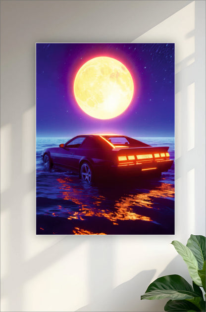 Car and Moon Aesthetic Poster ||  Aesthetic
