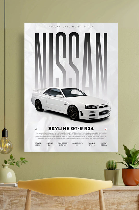Nissan Skyline GT R R34  Poster || Car Poster