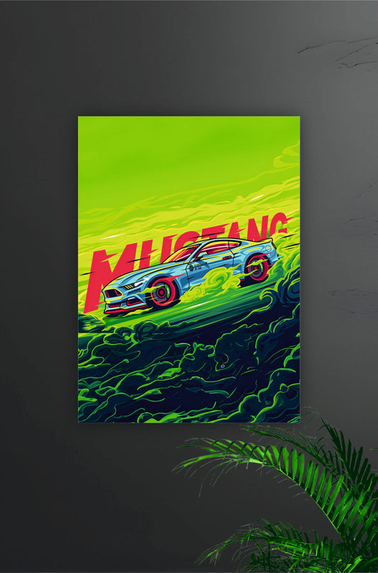 Mustang  Poster || Cars Poster || Illustration Car Poster