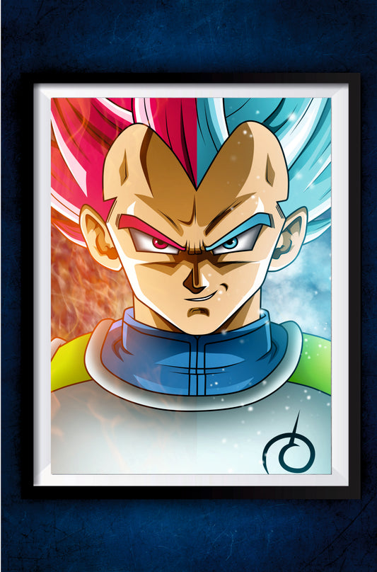 Vegeta Super Saiyan God Poster || Dragon Ball Poster